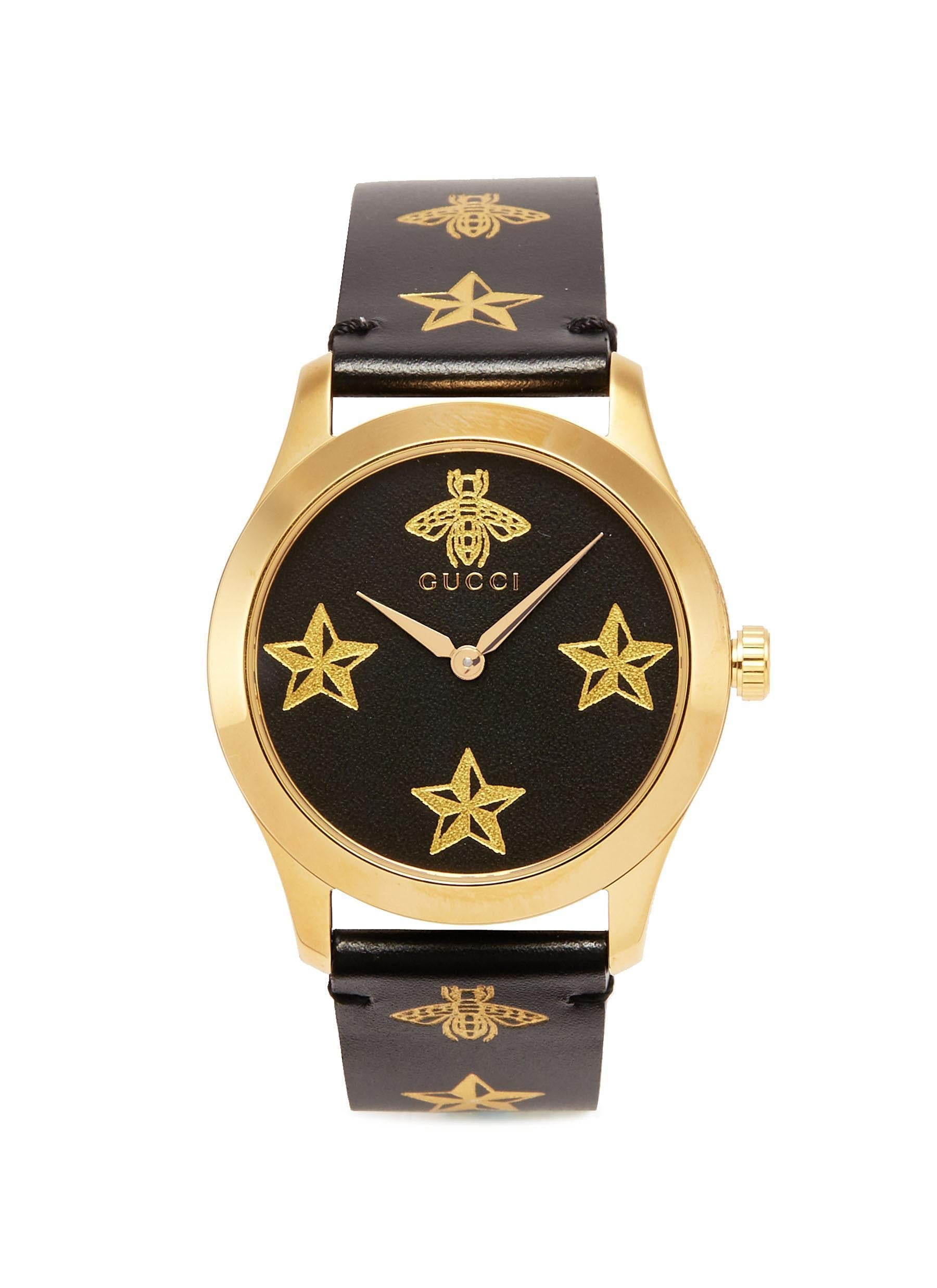'G-Timeless' Bee Star Print 38mm Watch - Gucci - Metallic - My Store