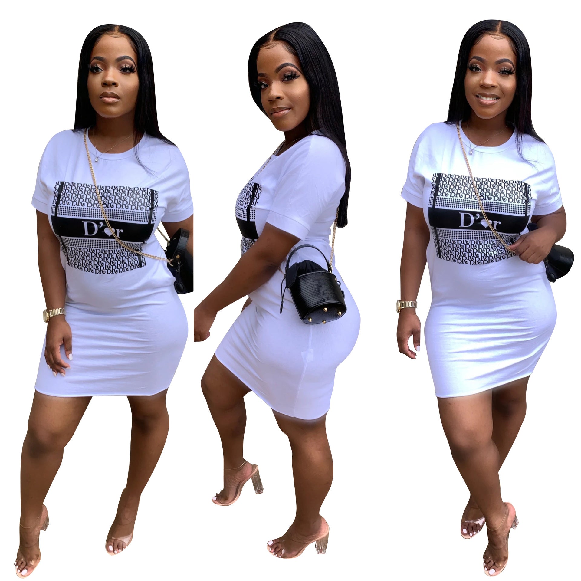 Summer Short Sleeve Dresses Women Summer Casual Print Oversized Tshirt Dress Mini Women Dresses