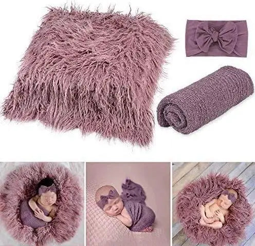 3PCS Newborn Baby Photography Props Baby Blanket Posing Headband Blanket for Photo New Born Baby Gift Set
