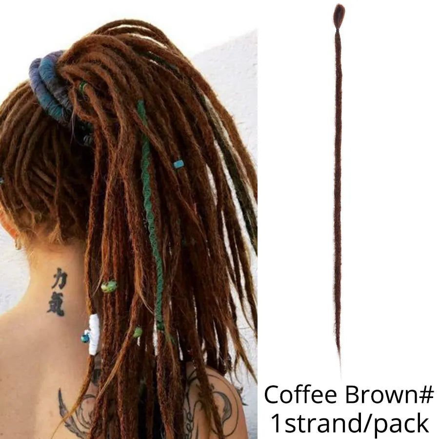 5 Strands Reggae Synthetic 20 36inch Handmade Dreadlocks Hair Extensions Faux Locks Crochet Hair Braid Hairpiece for Women/Men