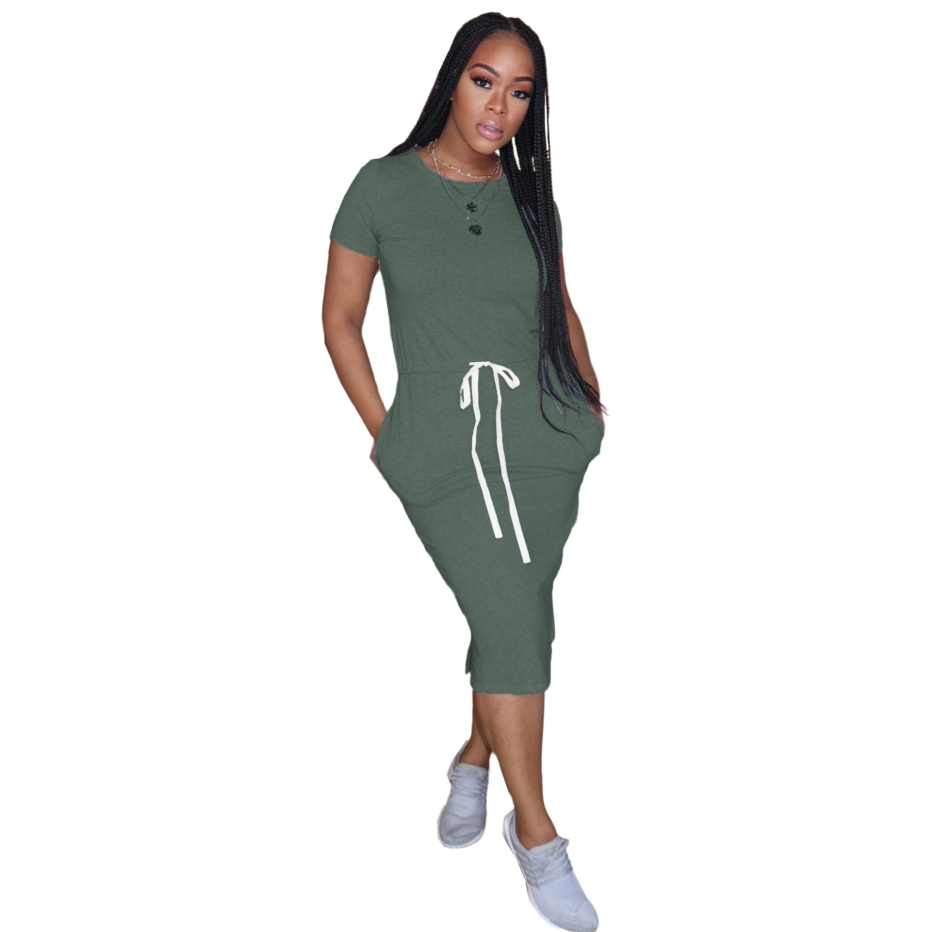 New Arrivals Women Dresses Summer Clothing Casual+Dresses Midi T Shirt Dress