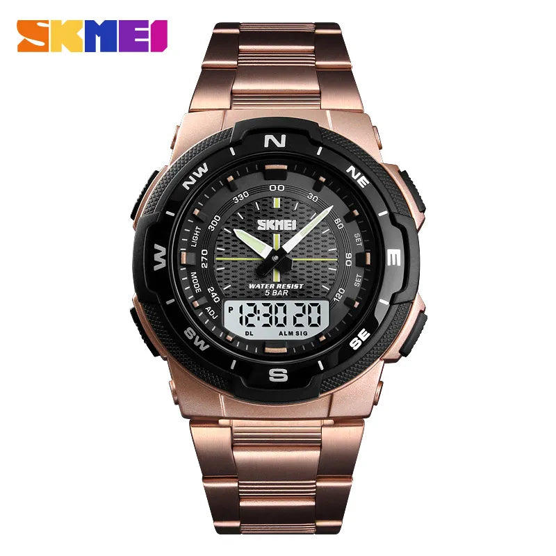 SKMEI 1370 Men Watch Fashion Quartz Sports Watches Stainless Steel Strap Men Watches Top Luxury Business Waterproof Wrist Watch