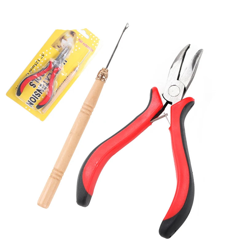 Wholesale High-Grade Bend Hair Extensions Pliers Hook Tool Kit Micro Ring Hair Extension Pliers & Pulling Hook Tool