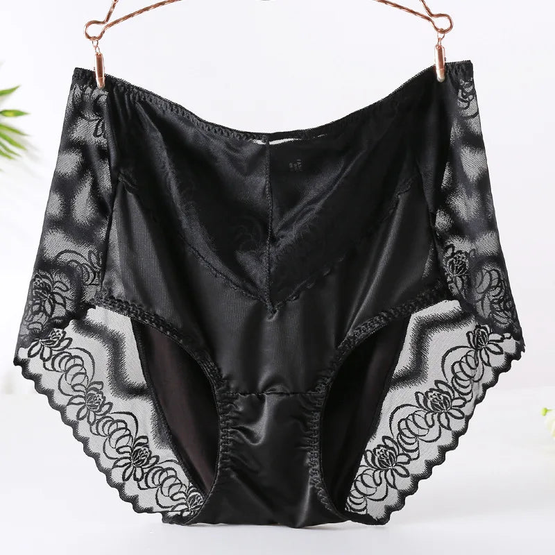Large Size Women's Underwear Sexy Thin Transparent Lace Modal Underwear High Waist Large Size Underwear