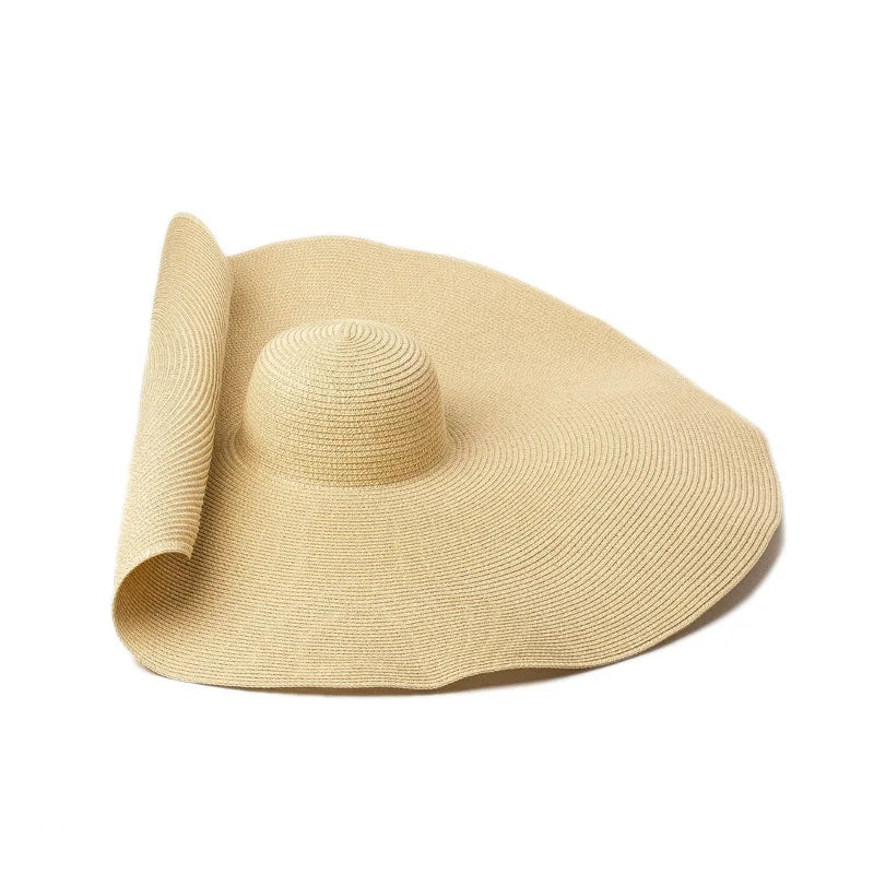 Super Bigger Brim Wide Straw Hats for Women Foldable Paper Beach Hat Summer Sun UV Hats Stage Cap Dropshipping Wholesale