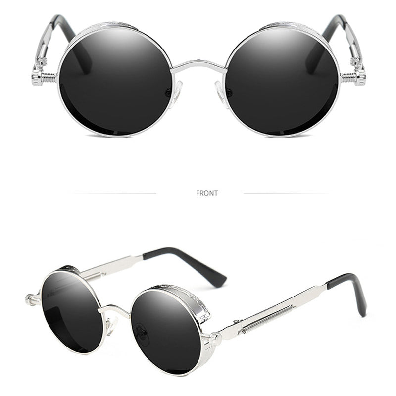 Trendy Steampunk Sunglasses Retro Fashion Men Women Luxury Sunglasses Fashion Round Sunglass