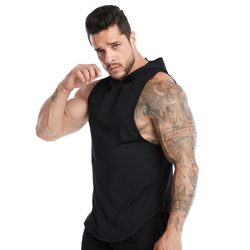 Vedo Sport Vest Dropshipping Custom Logo Polyester Sportswear Workout Fitness Custom Vests Muscle Hooded Tank Top GYM Activewear