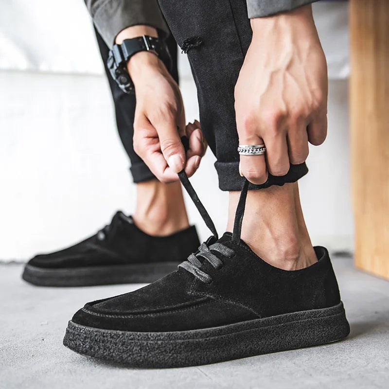 Cowhide Men's Shoes Fashionable Shoes Versatile Shoes Low Top Boots Retro Casual Leather Shoes Men's British Work Shoes