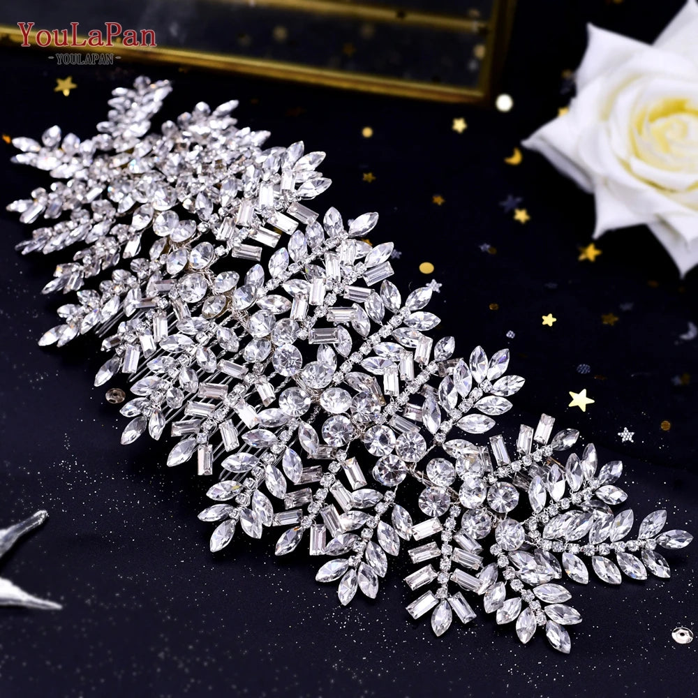 YouLaPan HP254 Wedding Hair Accessories Bridal Delicate Wire Headband Women Headpiece Bridal Handmade Crystal Hair Accessories