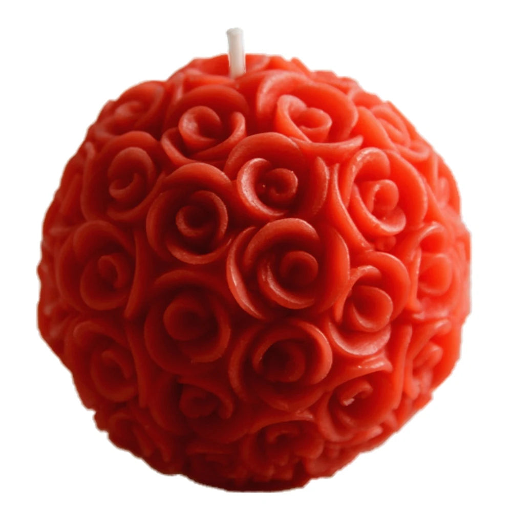 Rose Flower Ball Shape Fragrance Candle Rose Scented Candles Home Bedroom Geometric Decoration Ball Wax Fragrance Candle Gift