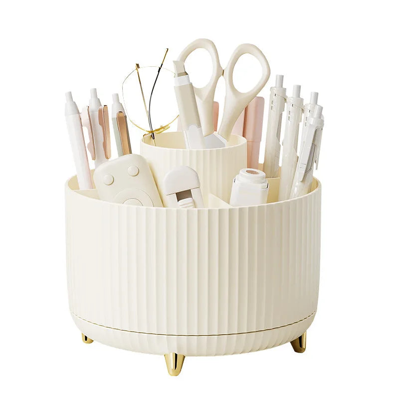 Stylish 5 Slot Makeup Brush Holder Organizer 360° Rotating Makeup Brush Organizer for Dresser Desktop Bathroom Office Storage - My Store