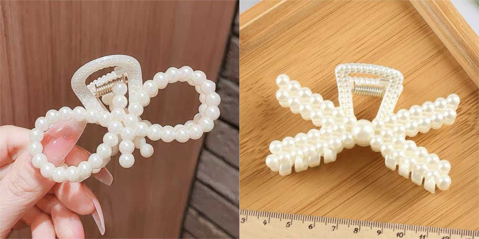 2pcs Elegant Pearls Beads Hairpin for Women Cute Geometric Hair Claw Barrettes Headwear Horsetail Hair Clips Hair Accessories