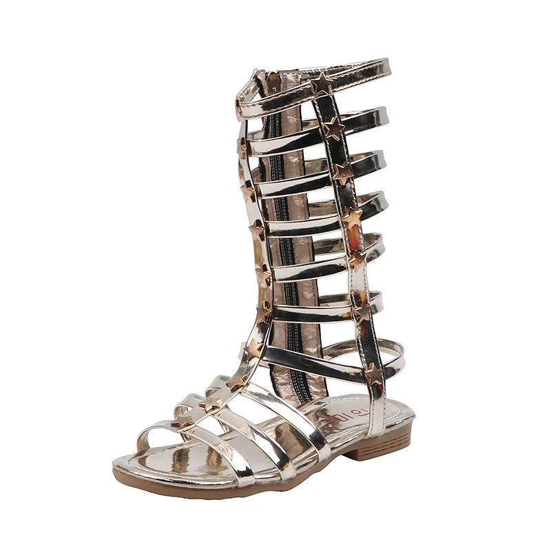 Hot Sale Toddlers Shoes High Top Sandals for Girls Children's Riveted Sandals Sandals New Summer Children's Sandals Roman Boot