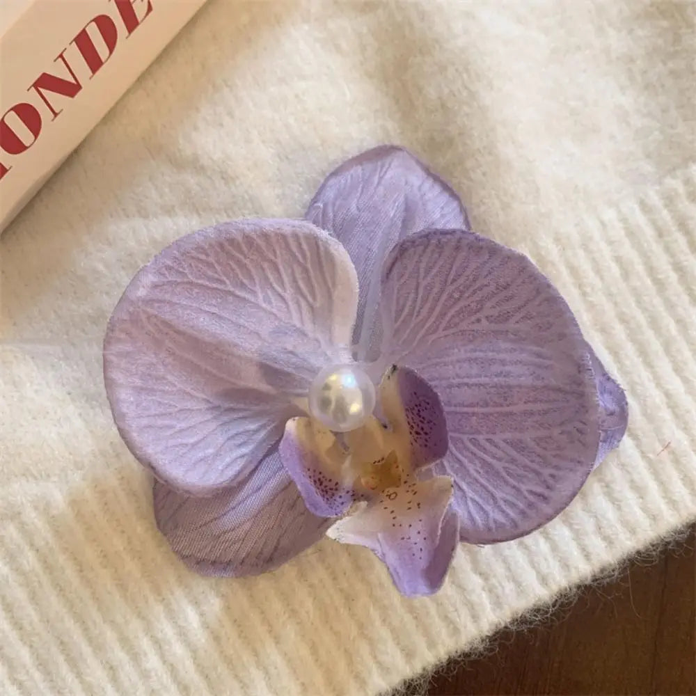 Hair Accessories Flower Hair Clip Hair Ornament Pink Orchid Orchid Hairpin Side Barrettes Headdress Bohemia Barrettes