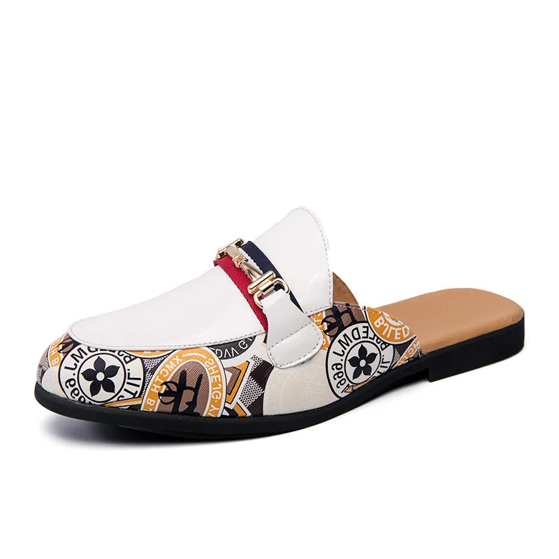 Summer Half Shoes Men Leather Shoes Men Mules Casual Shoes Fashion Half Drag Loafer Leather Men Shoes Mocassin Handmade Shoes