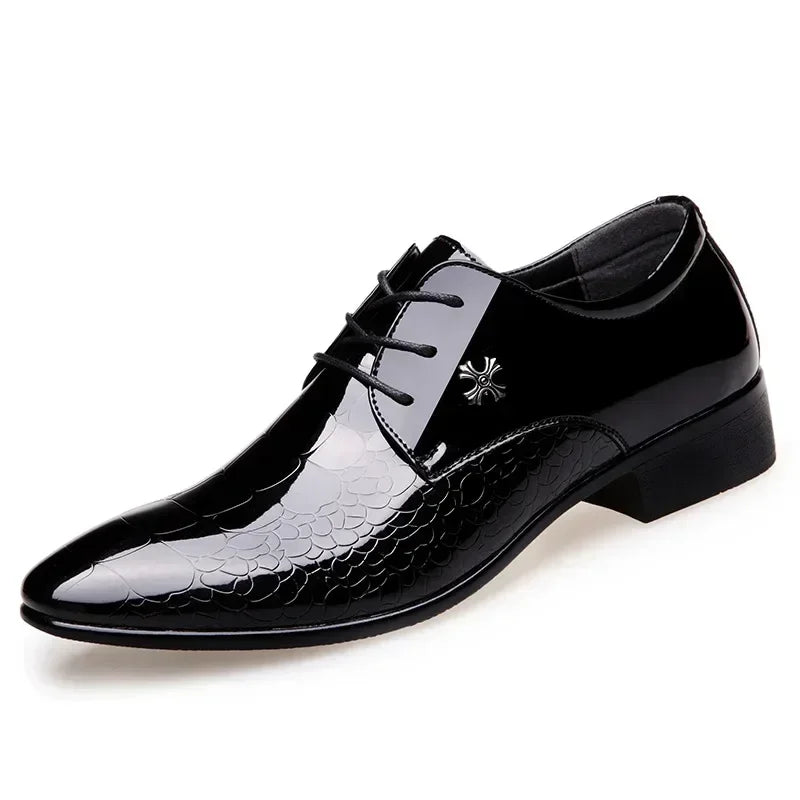 Oxford Shoes for Men Luxury Patent Leather Wedding Shoes Office Slip on Men Work Shoe New Pointed Toe Derbies Sapatos Masculinos