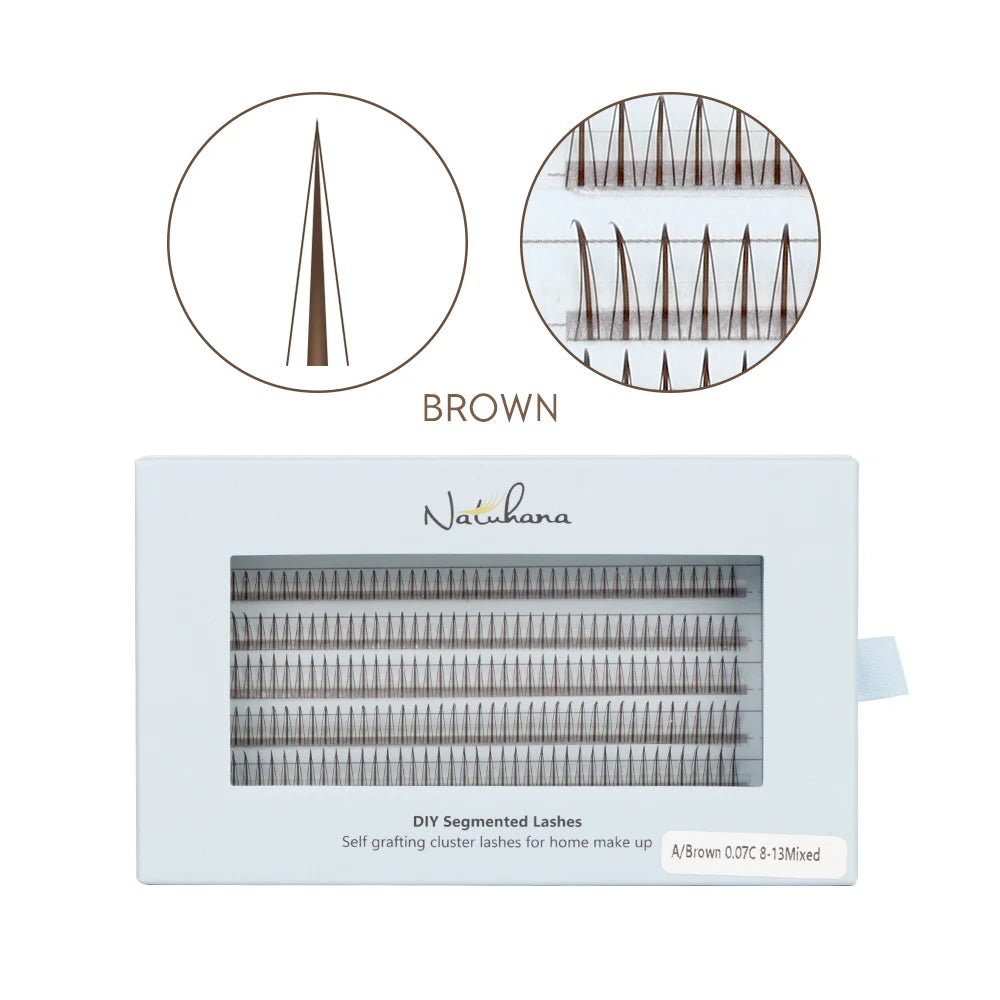 NATUHANA a/M Shape Premade Eyelashes Makeup Individual Lashes Cluster Spikes Lash Wispy Premade Fluffy False Eyelashes Makeup - My Store