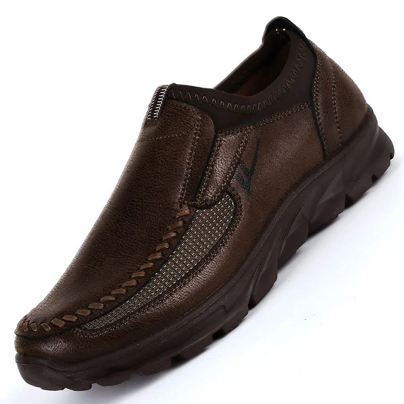 Men's Casual Shoes Slip on Loafers Plus Size 38-50 Trainers Adult Patchwork None-Woven Breathable Boat Shoes Leather Male Shoe