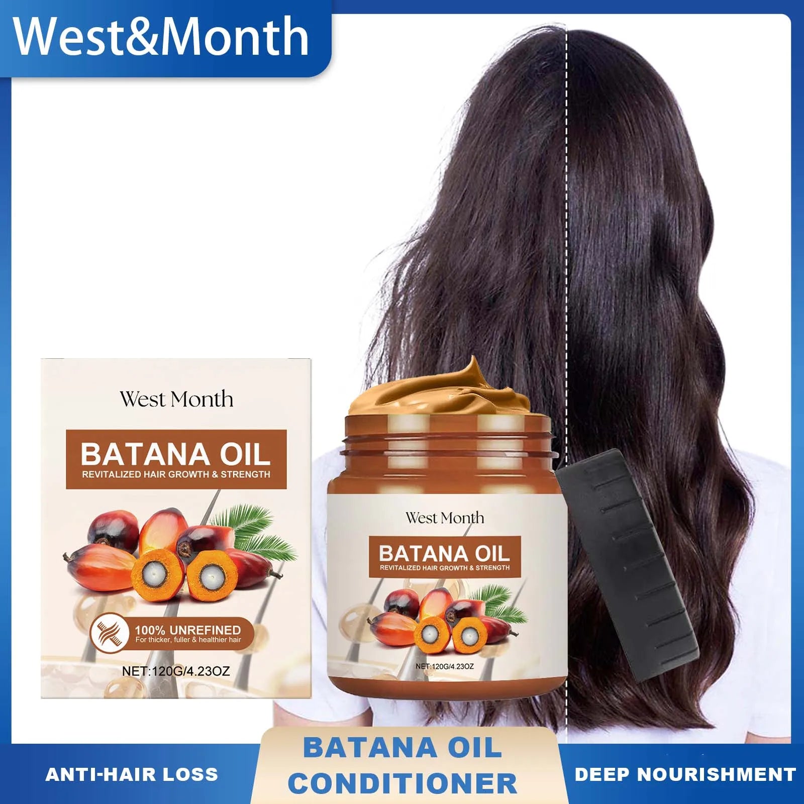 West Month Batana Oil Conditioner Natural Care Moisturizing Prevent Hair Loss and Hair Breakage Improve Hair Quality Soft Smooth
