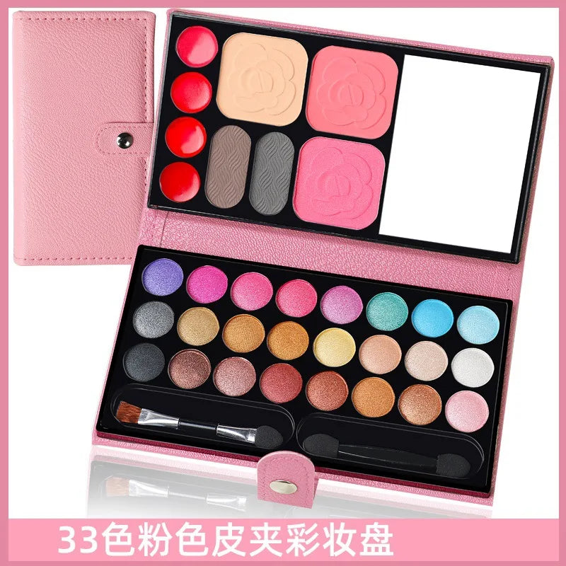 33 Colors Makeup Kit Eyeshadow Powder Blush Lipstick Pallets Long Lasting Girl Pan With Mirror Beginner Plate Cosmetics Makeup - My Store