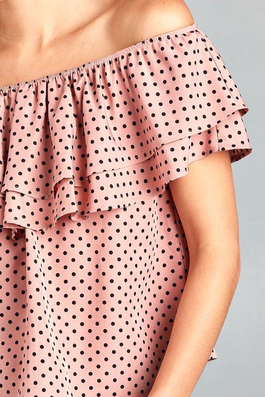 Women's Double Ruffle Off Shoulder Polka Dot Top - My Store