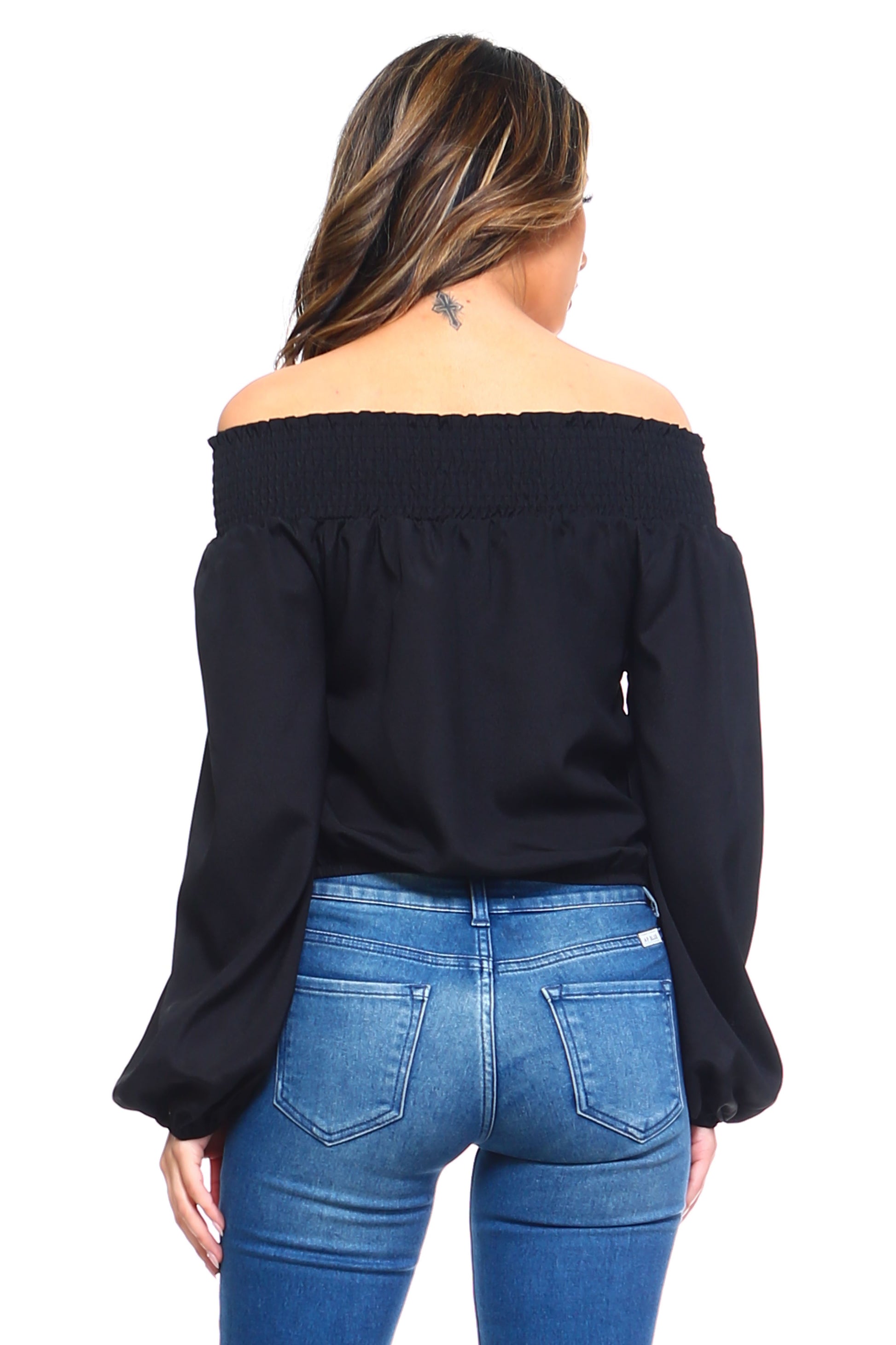 Women's Lace-Up Off Shoulder Elastic Blouse - My Store