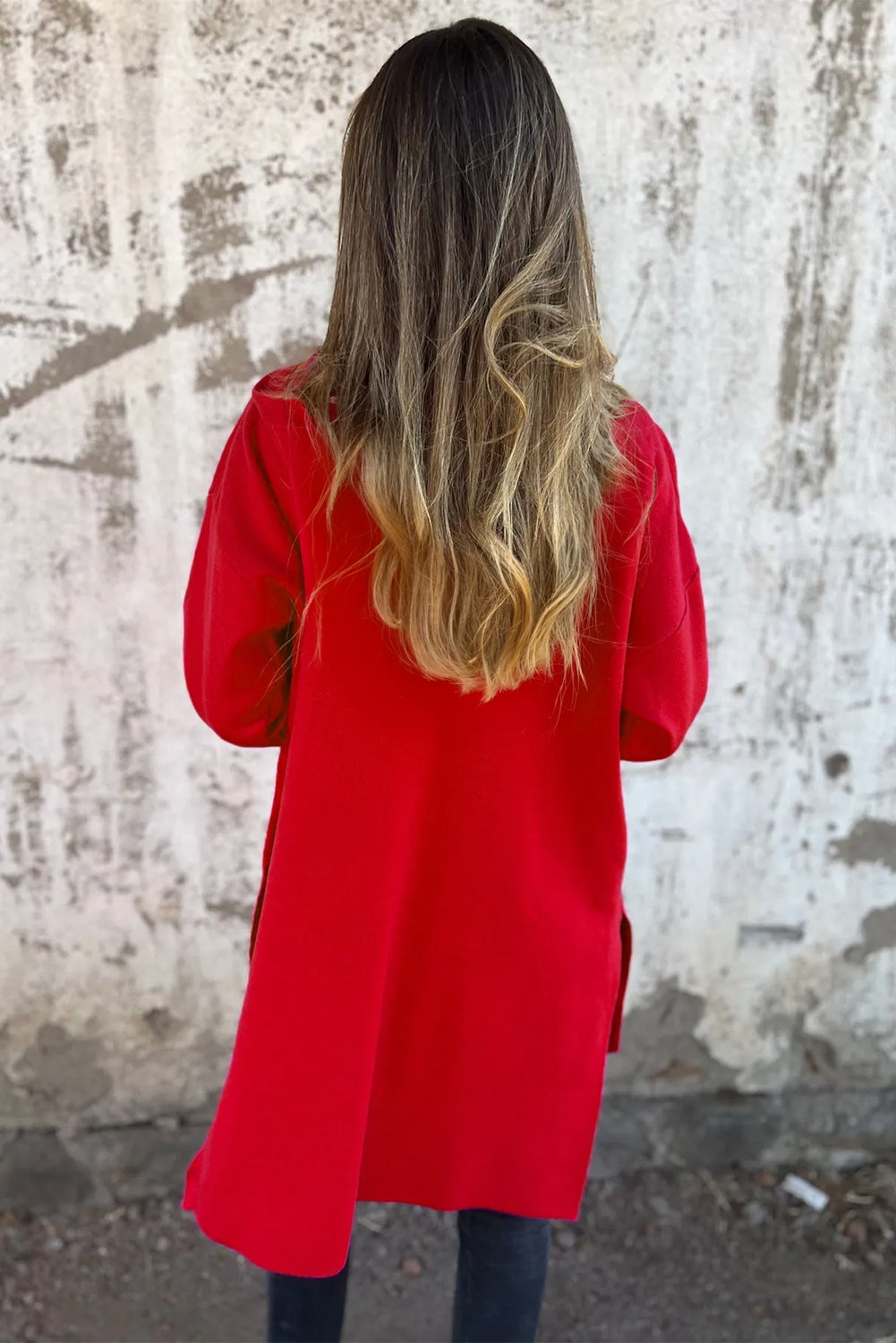 Fiery Red Solid Color Casual Zip up Hooded Coat - My Store