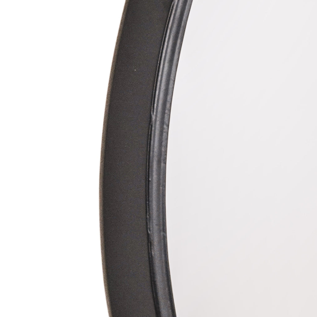 Mirror - Round Wall Mirror - Leather/Metal - Black - Ø50cm - My Store
