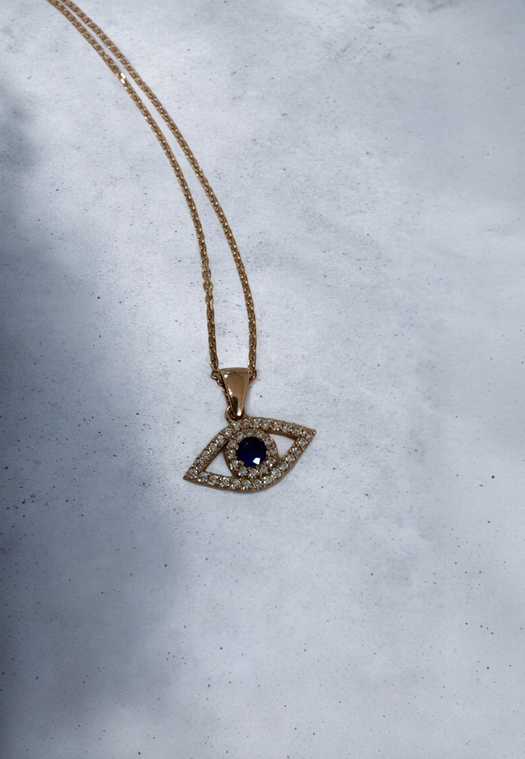 Evil Eye Elliptical Necklace Blue Rosegold - My Store