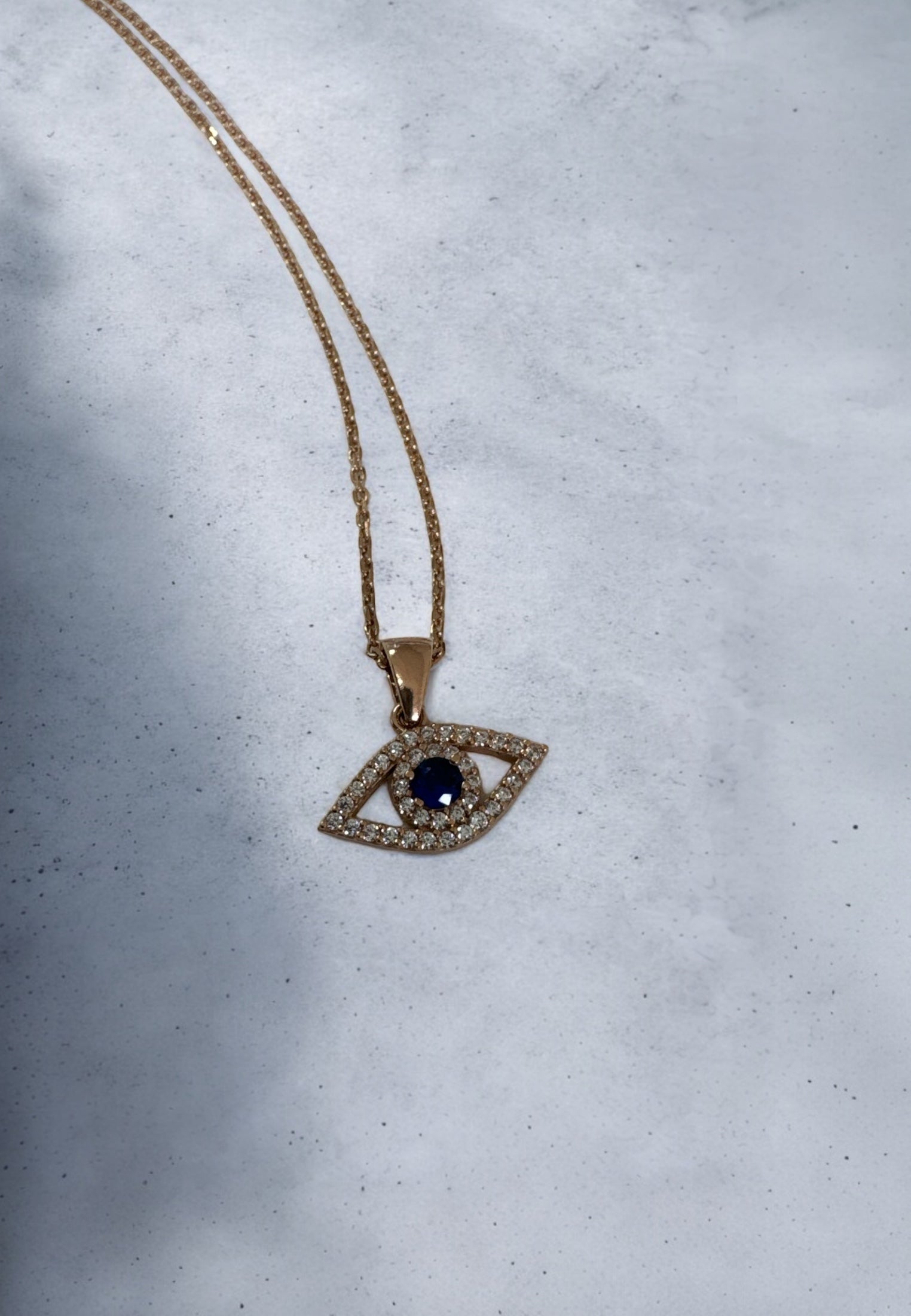 Evil Eye Elliptical Necklace Blue Rosegold - My Store