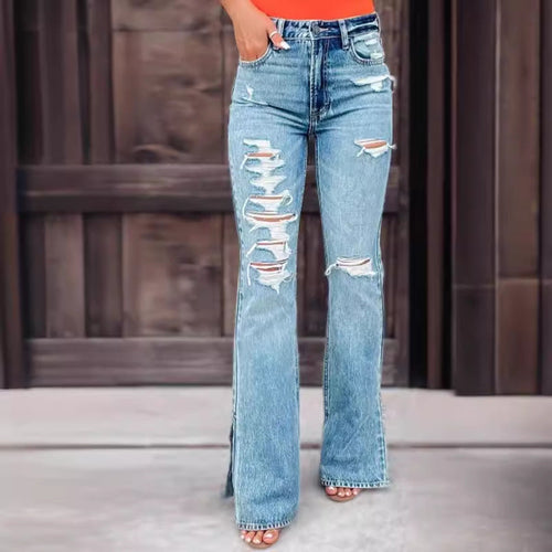 25 Edition – High Waist Ripped Split Stretch Jeans for Women - My Store