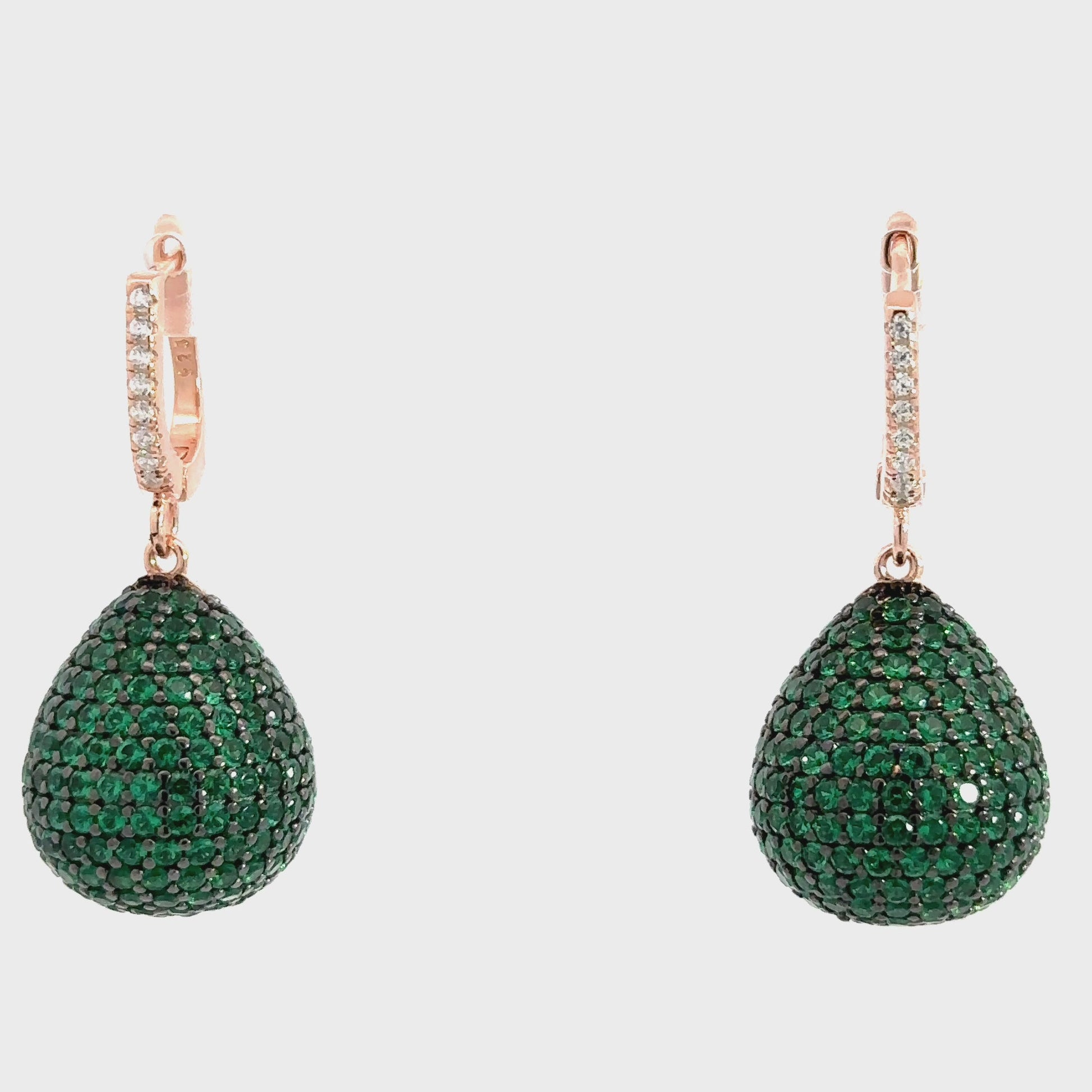 Valerie Pear Drop Gemstone Earring Rosegold Emerald Green - My Store