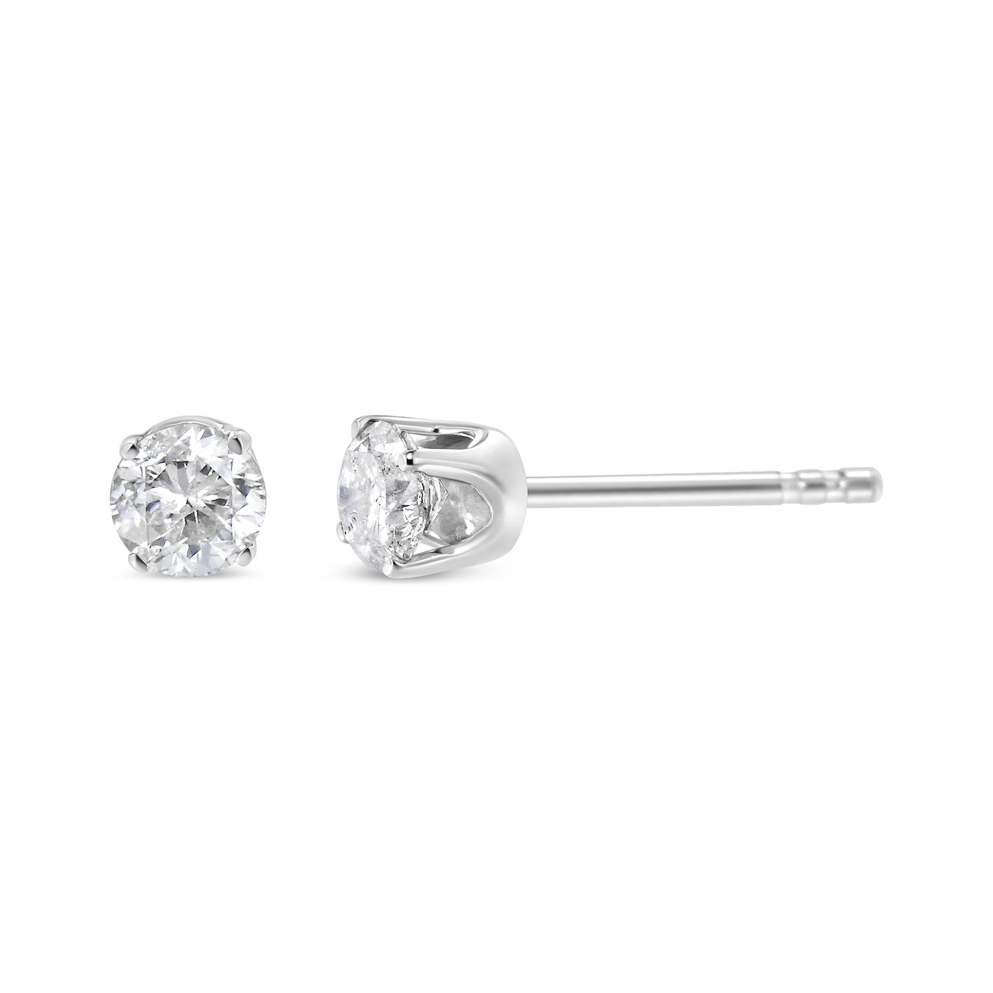 14K White Gold 5/8 Cttw Round Brilliant-Cut Lab Grown Diamond Classic 4-Prong Push Back Stud Earrings (F-G Color, VS1-Vs - My Store