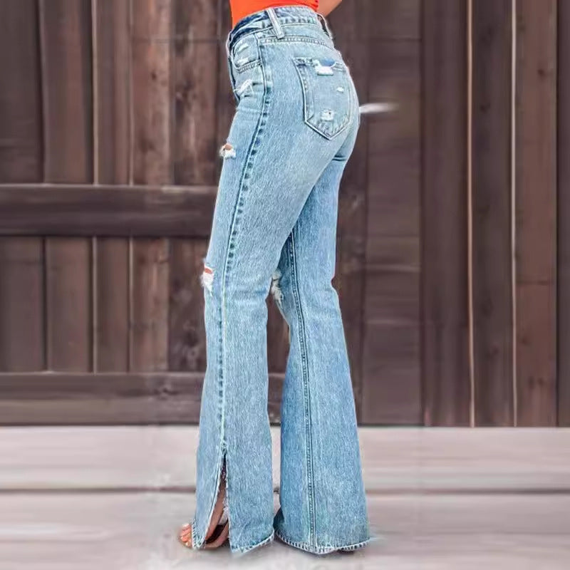 25 Edition – High Waist Ripped Split Stretch Jeans for Women - My Store