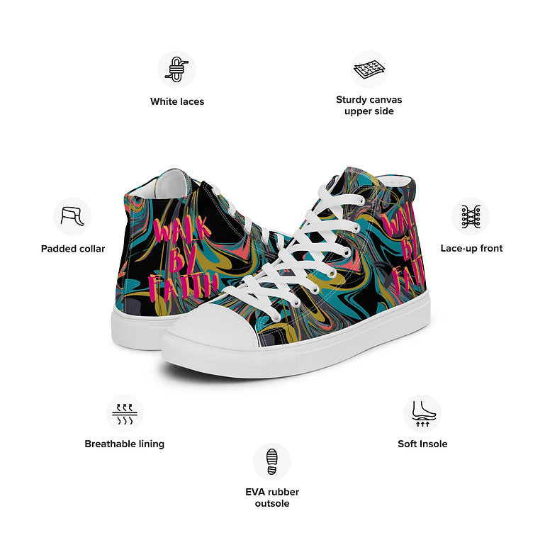 WALK BY FAITH- Women’s high top canvas shoes - My Store