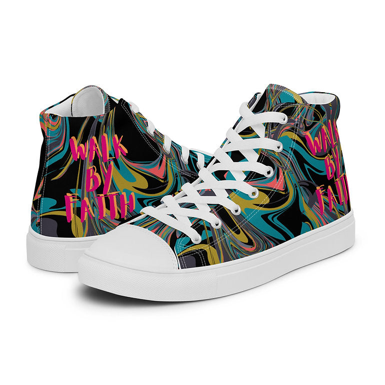 WALK BY FAITH- Women’s high top canvas shoes - My Store