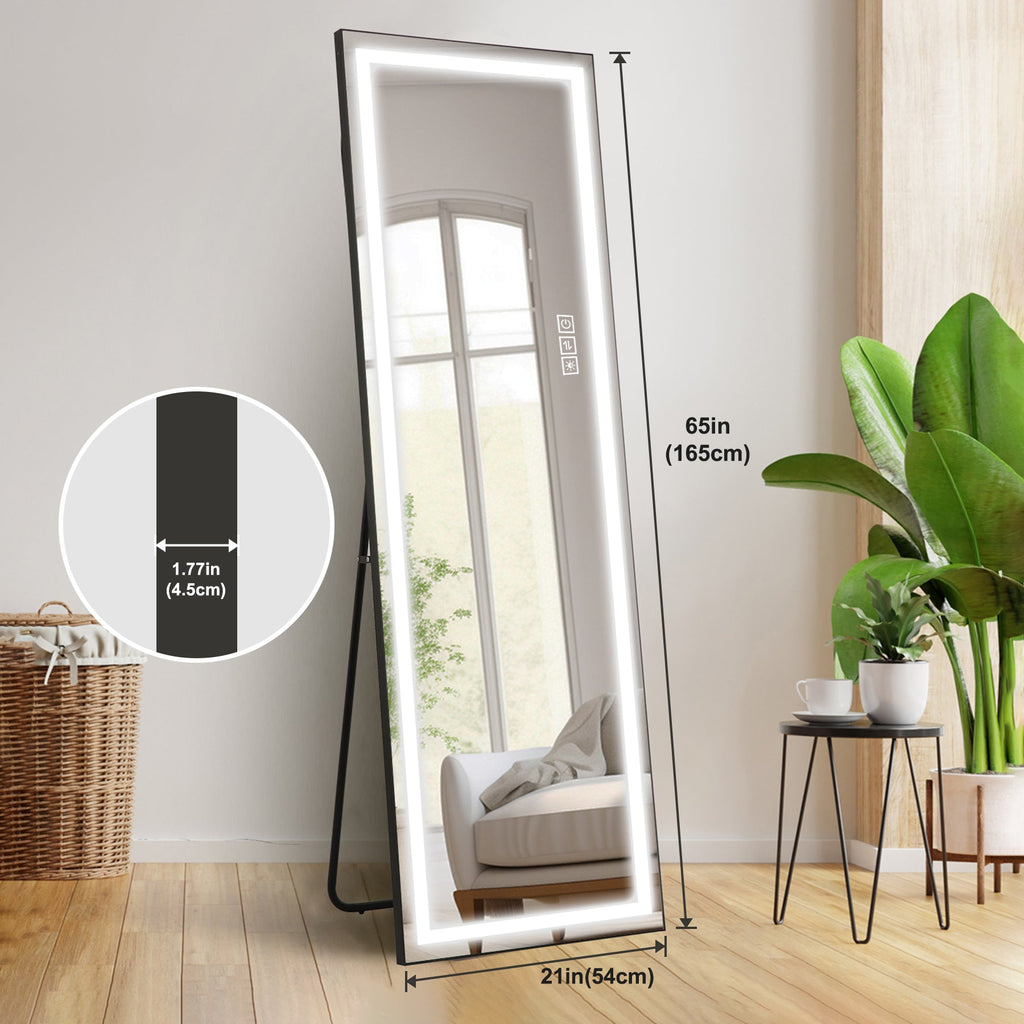 LED Mirror Full Length Mirror With Lights Wide Standing Tall Full Size Mirror for Bedroom Giant Full Body Mirror Large F