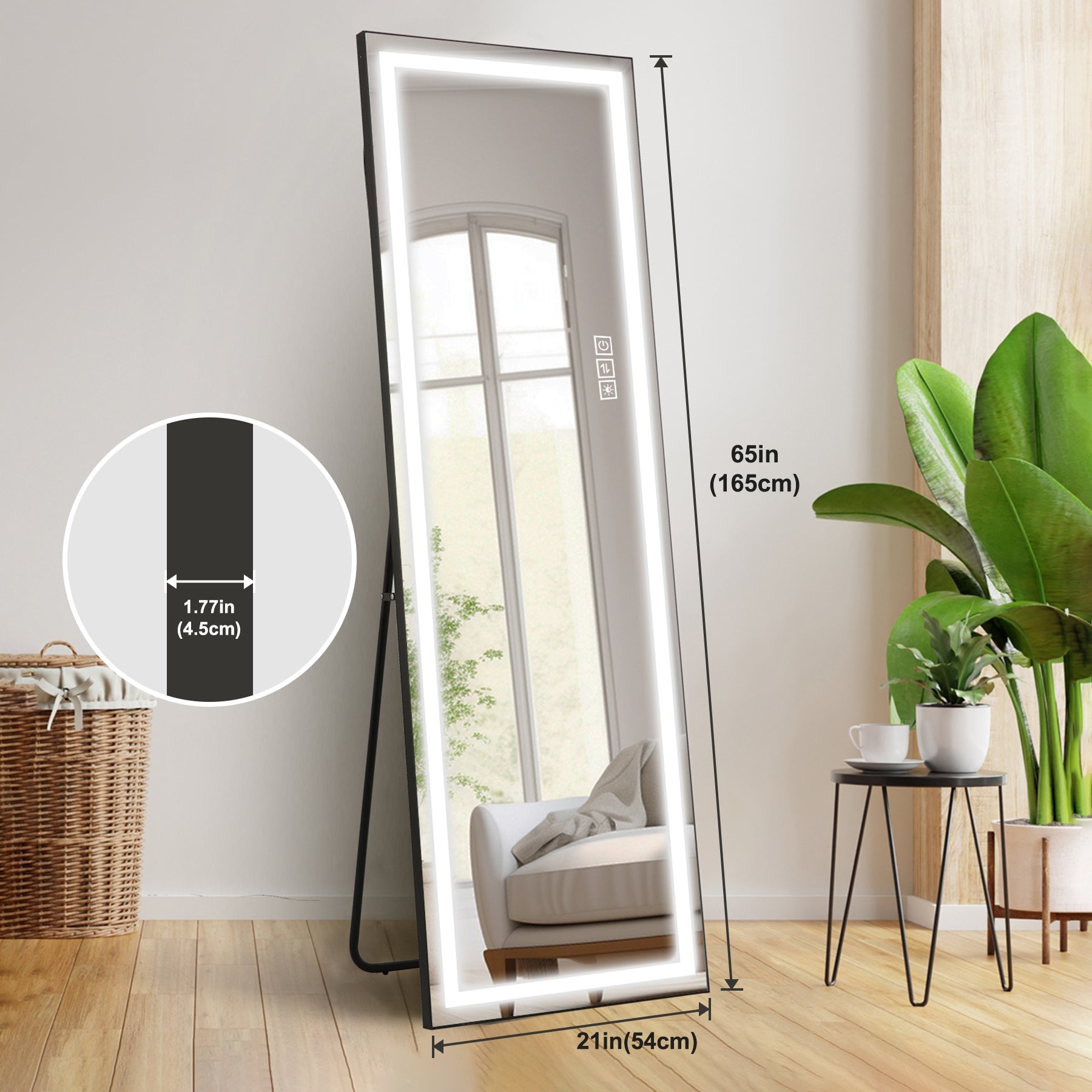 LED Mirror Full Length Mirror With Lights Wide Standing Tall Full Size Mirror for Bedroom Giant Full Body Mirror Large F
