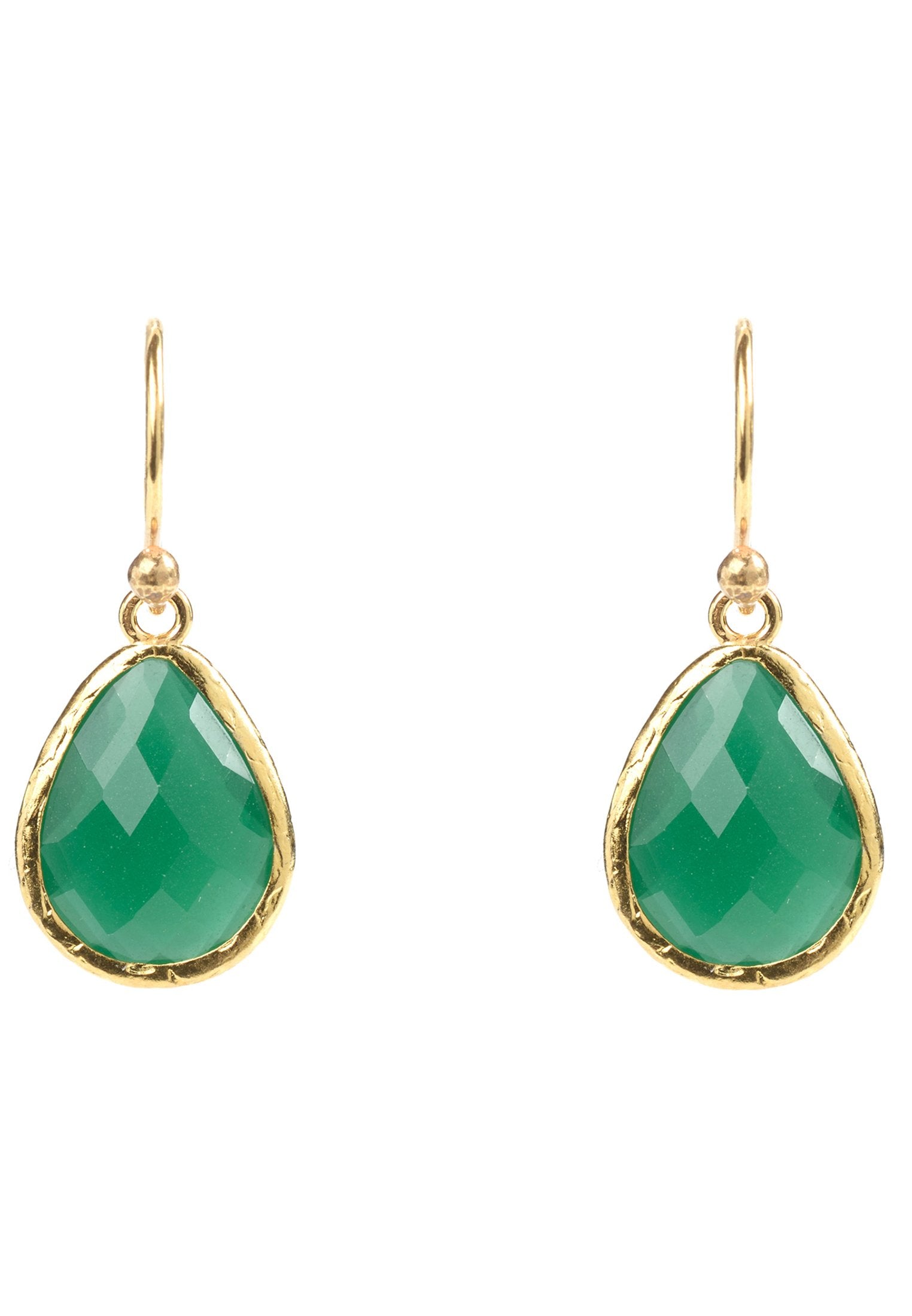 Petite Drop Earrings Green Onyx Gold - My Store