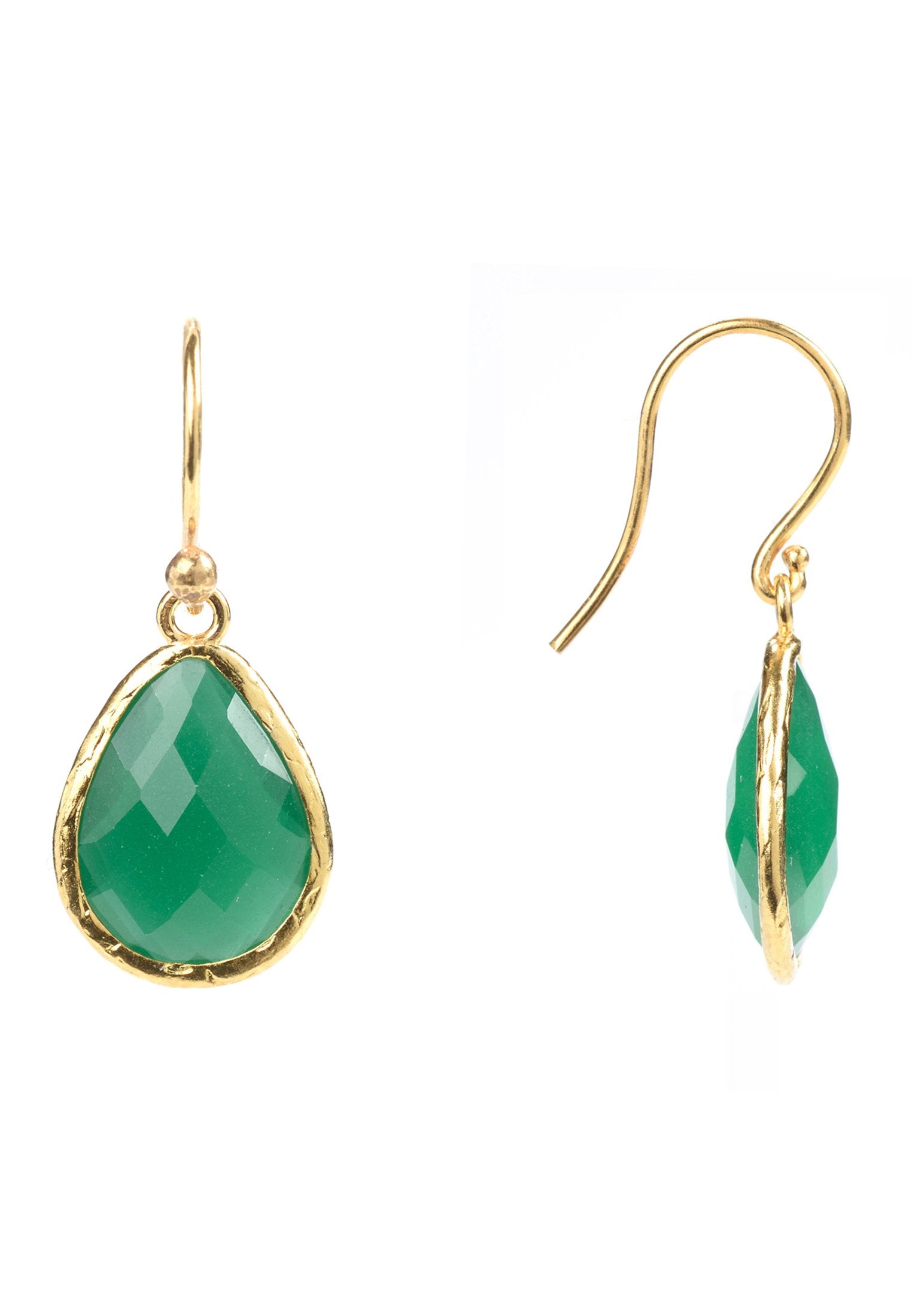 Petite Drop Earrings Green Onyx Gold - My Store
