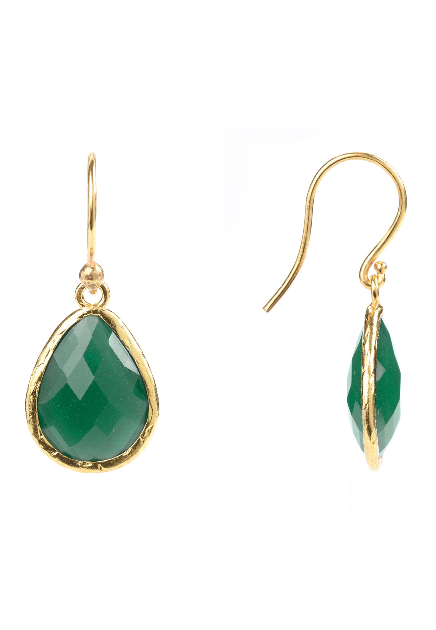 Petite Drop Earrings Green Onyx Gold - My Store