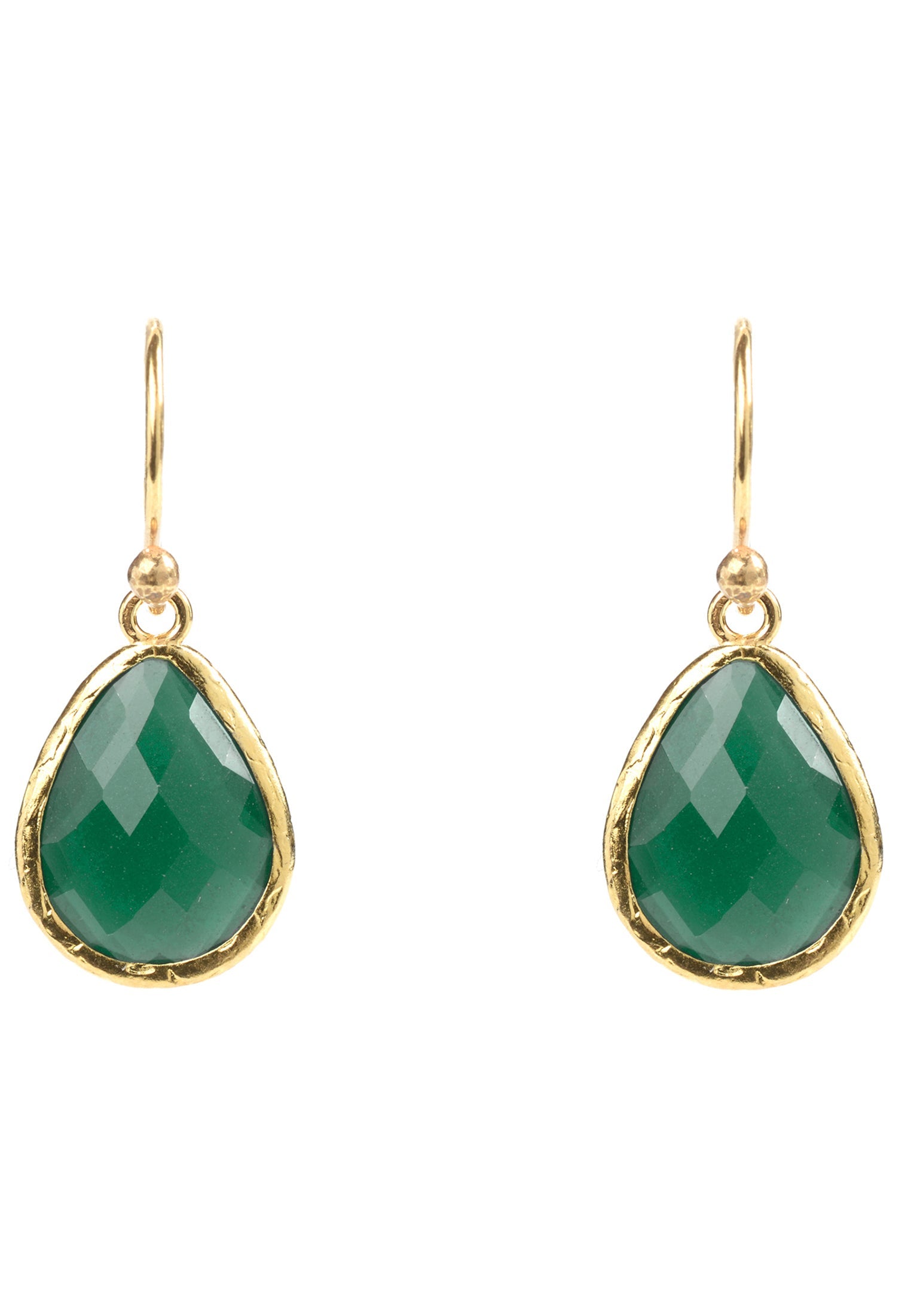 Petite Drop Earrings Green Onyx Gold - My Store