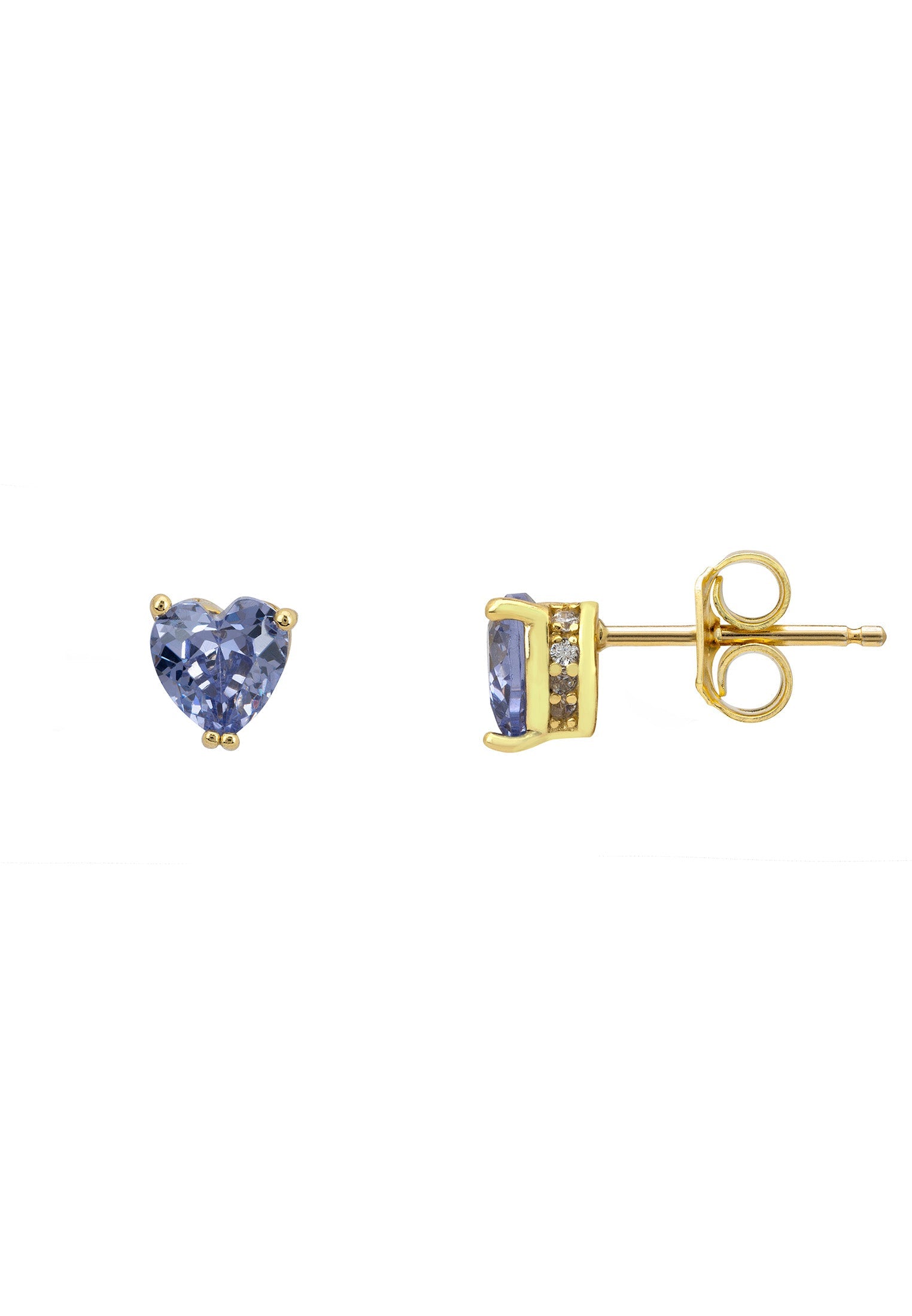 Asscher Cut Heart Stud Earrings Gold Tanzanite - My Store
