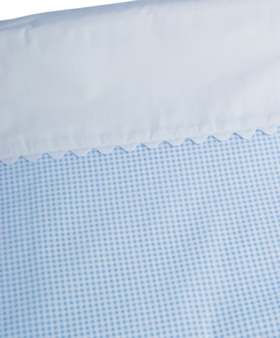 Funda Nórdica Para Bebé Con Diseño Vichy Azul, Con Detalle en Blanco Y Puntillas Para Cuna De 70 - My Store