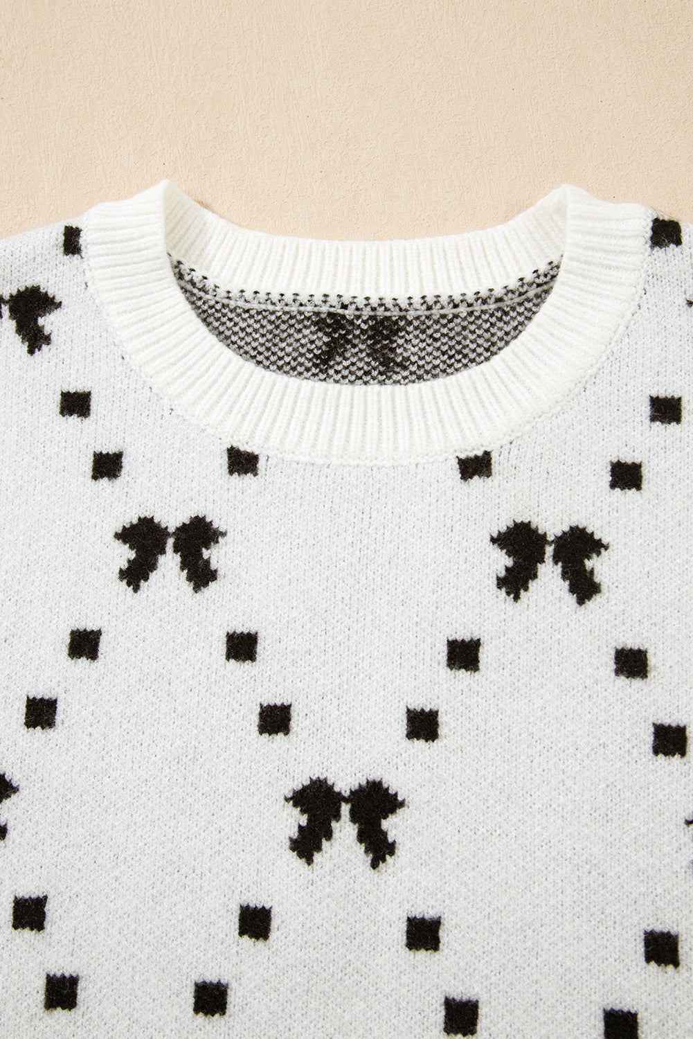 White Bow Pattern Buttoned Side Cropped Sweater Vest - My Store