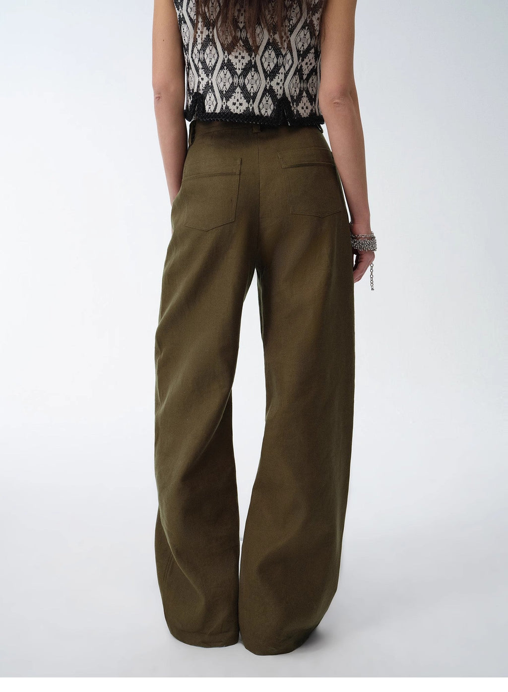 Old Money Style Linen Cut Scimitar Pants"Weiss Love Letter"
