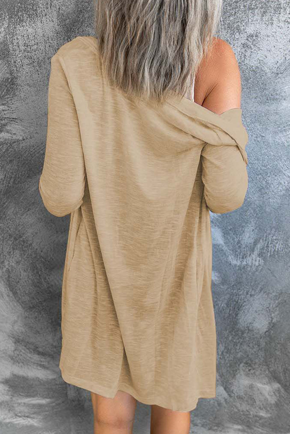 Solid Color Open-Front Buttons Cardigan - My Store