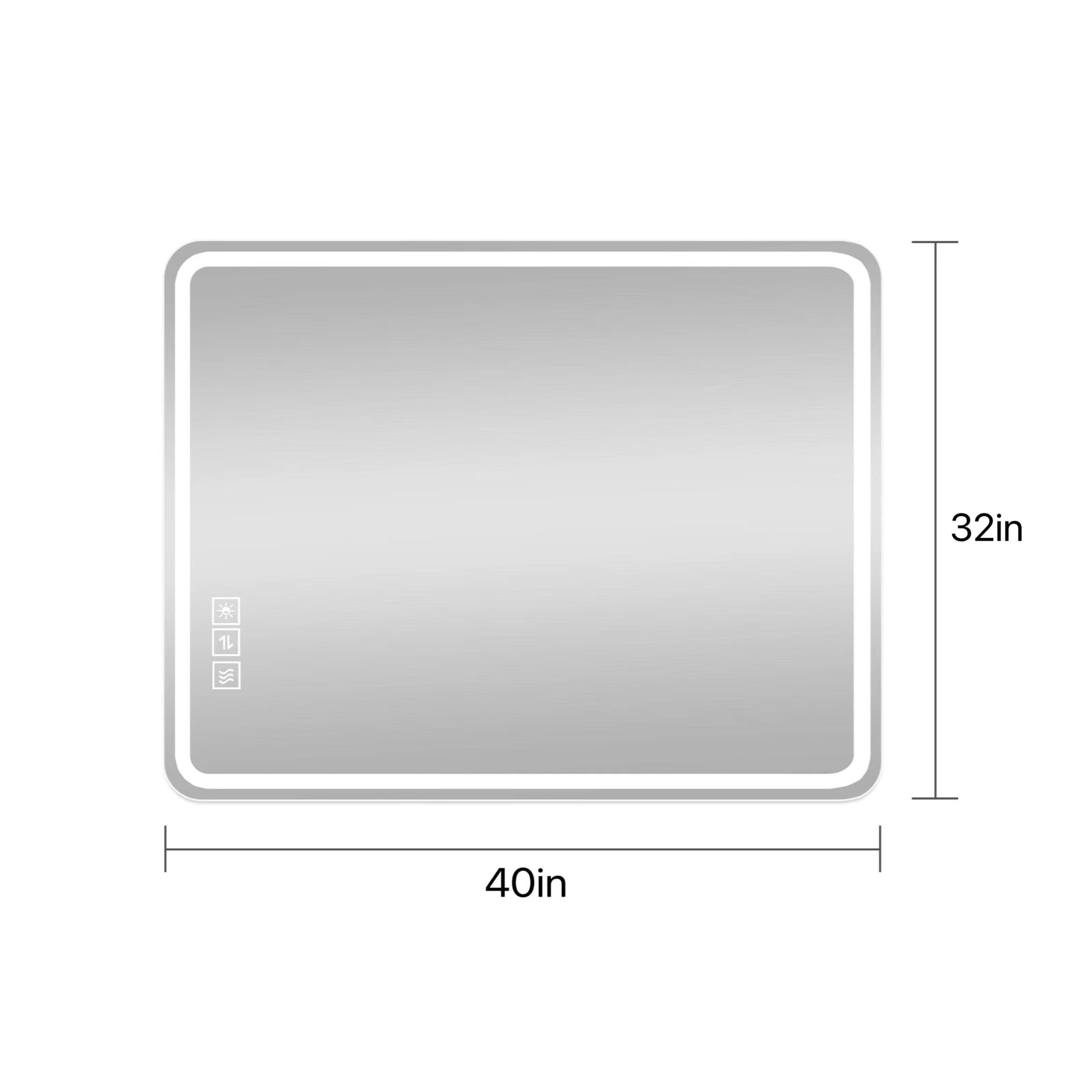 40x32 Inch LED Bathroom Mirror Vanity Mirrors With Front Lights Wall Mounted Anti-Fog Frameless Make Up Mirror With Ligh