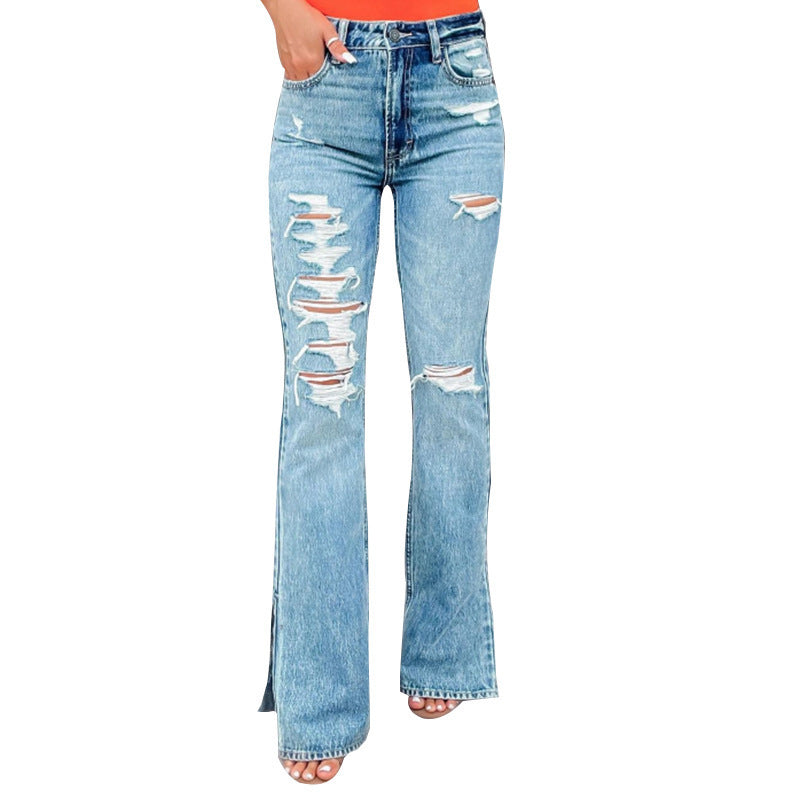 25 Edition – High Waist Ripped Split Stretch Jeans for Women - My Store