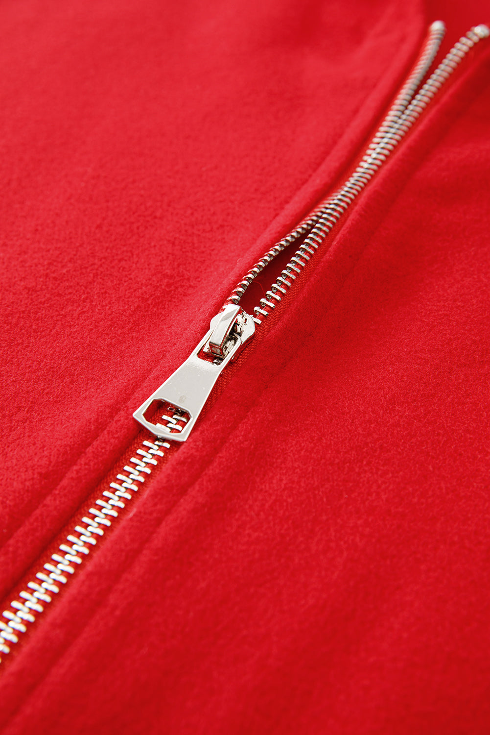 Fiery Red Solid Color Casual Zip up Hooded Coat - My Store